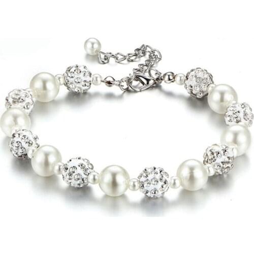 Brilliant Natural Freshwater Pearl Bracelets With Crystal Beads Charm Bohemian Elasticity Bangles For Women Gifts