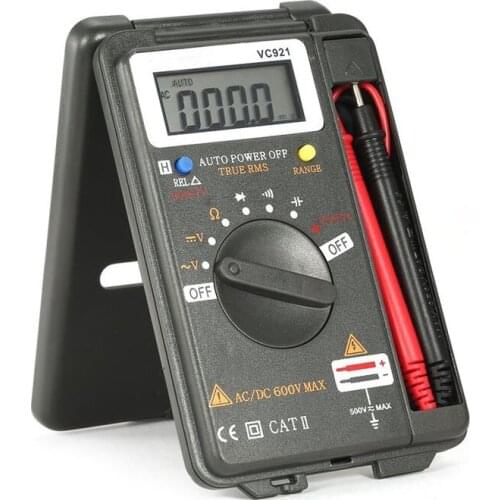 Pocket VC921 4000 Counts LCD Digital Multimeter True-RMS Auto Range DC/AC Voltage Ohm Capacitance Diode Continuity Meter Tester