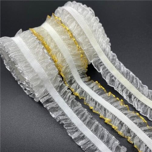 5yards/Lot 25mm Elastic Lace Ribbon Fold Over Spandex Elastic Band For Sewing Lace Trim Waist Band Garment Accessory