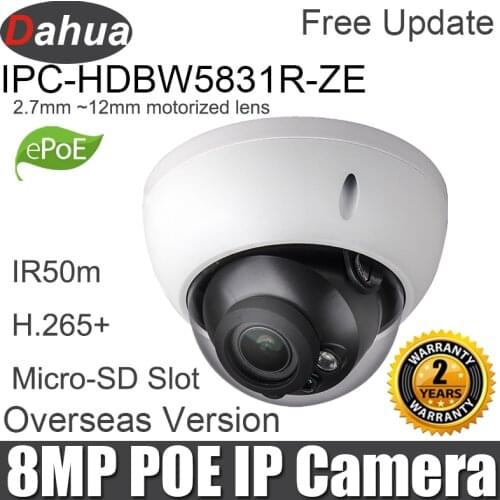 Dahua 8mp ip camera IPC-HDBW5831R-ZE replace IPC-HDBW5830R-Z 8MP Netwok Camera 50m IR Range Network Camera with POE IP67 IK10