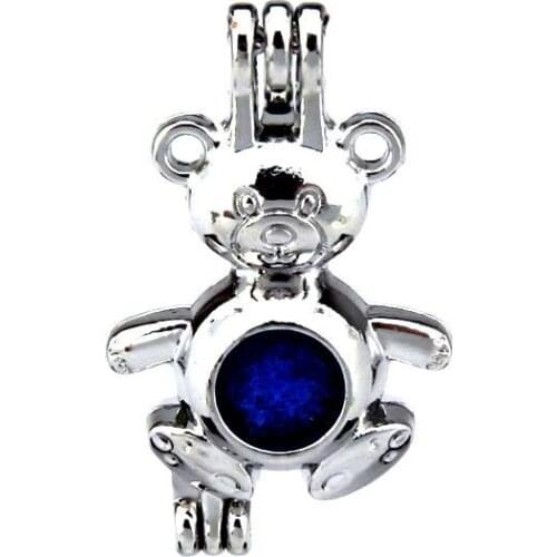 KK199 Trendy Teddy Bear Beads Cage Necklace Bracelet Jewelry Making Aromatherapy Essential Oil Locket Pendant