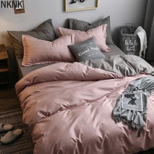 3/4 Piece solid color bedding set, bedroom decoration quilt cover for girls AB side quilt cover queen king size bedding