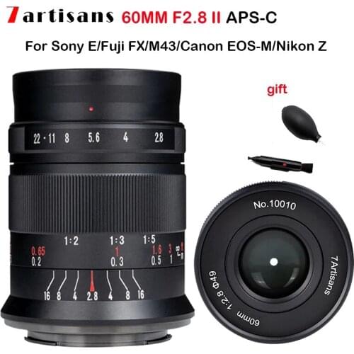 7artisans 60mm F2.8 II Macro Camera Lens 1:1 Magnification Manual Focus Lens for Canon EOS-M Sony E Fujifilm X M43 Nikon Z Mount