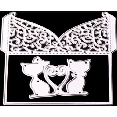 Two cat in Inside the door metal dies cutting for scrapbooking DIY Scrapbooking Album Decorative Paper Cards Making Craft
