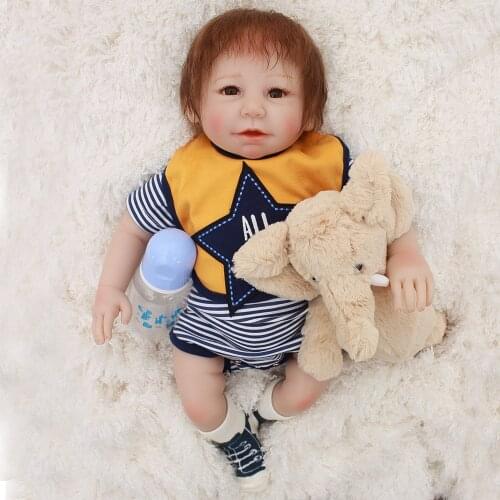 Cute Bebes reborn boy dolls 19"46cm soft vinyl silicone reborn baby dolls real alive new born girl baby doll gifts