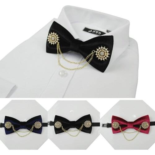Fashion Necktie Groom Korean Pearl Bow Ties Luxury Wedding Birthday Party toastmaster Gifts Elegant Butterfly Bow Tie