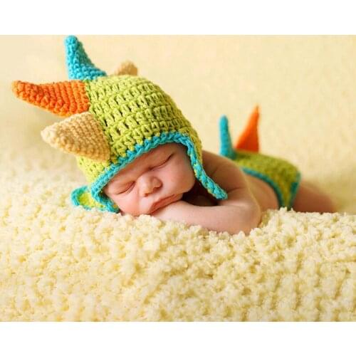 Latest Baby Boy Dinosaur Costume Set for Photography Newborn Infant Crochet Fotografia Props Bebe Knitted Outfit