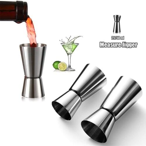 25/50ml Stainless Steel Cocktail Shaker Double-head Measure Cup Restaurant Special Cocktail Glass Measure Jigger Kitchen Gadgets