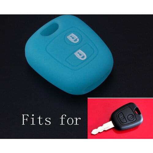 BBQ@FUKA Light Blue/Blue/Green Silicone Key Case Shell Cover fit for PEUGEOT CITROEN Car Key Remote Fob 2BTN