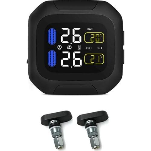 Universal Wireless Motorcycle TPMS Tire Pressure Monitoring System Motor Tyre LCD Display Internal Or External TH/WI Sensors