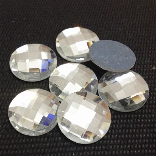 Glass Round Chessboard Flat Back Crystal Fancy Stone Clear Color with Mirror Base for Dress Making