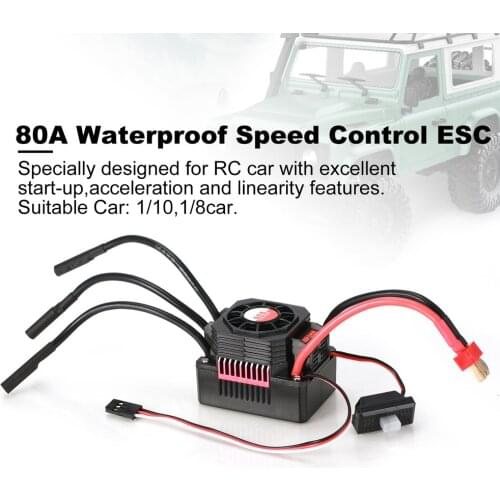 SURPASSHOBBY KK 80A Waterproof Sensorless Brushless Speed Controler 2-3S ESC for 1:10 RC Car Model Parts