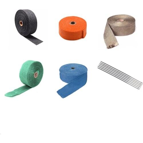 Universal 10m Fiberglass Exhaust Header Pipe Heat Wrap Tape +6 Ties Kit Custom For Harley Honda Yamaha Suzuki Kawasaki