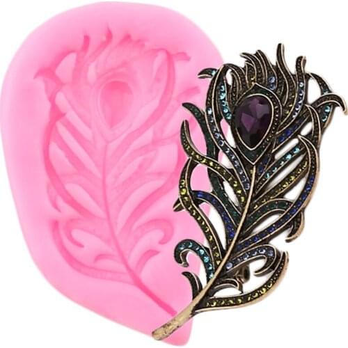 Peacock Feather Silicone Mold Cupcake Topper Fondant Cake Decorating Tools Candy Resin Clay Moulds Chocolate Gumpaste Mould