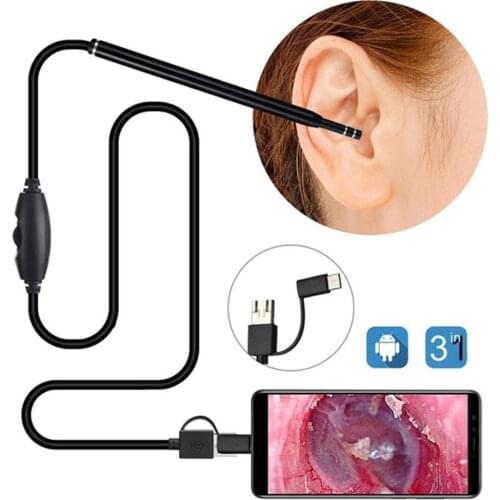 Visual Otoscope Otoscope Ear Pick USB 3 In 1 HD 5.5mm Luminous Earpick Painless Ear Wax Cleaning Tool Mini Camera Ear Picking