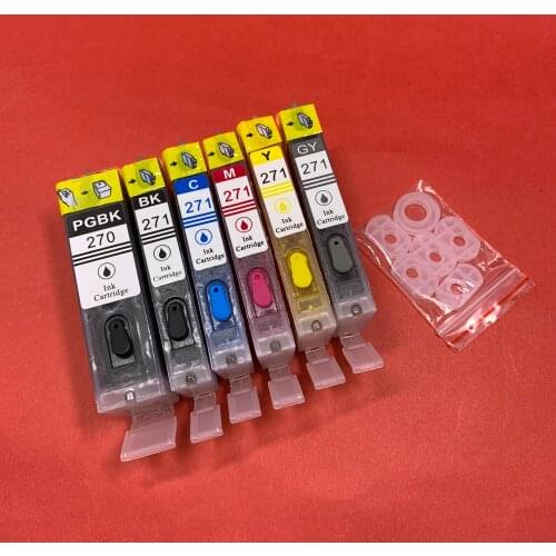 YOTAT 6pcs Full Refillable ink cartridge PGI-270 CLI-271 PGI-270XL for Canon PIXMA MG7720 TS9020 TS8020 printer