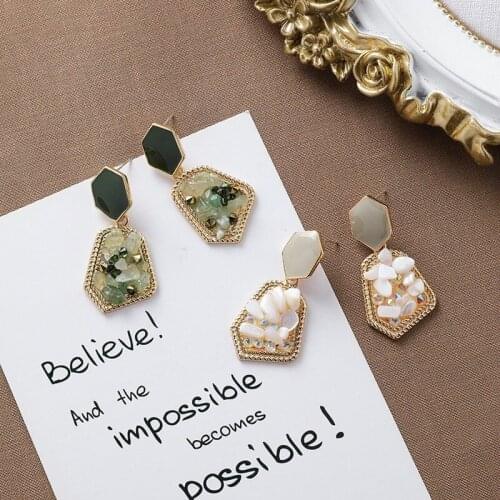 2021 Japan and South Korea Fashion Art Retro Irregular Crystal Shape Earrings Short Fashion Style Geometric Earrings Women