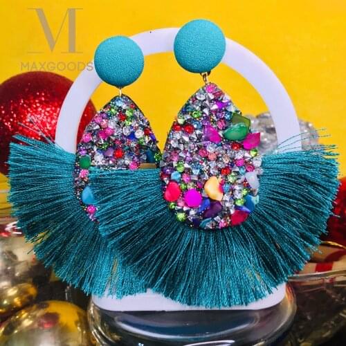 1Pair Crystal Tassel Earrings For Women Charm Bohemia Earings Fashion Jewelry Wedding Party Bridal Statement Fringe Earring
