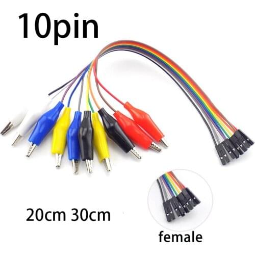 10pin Female Double-end Alligator Clip Jump Wire Crocodile Clip Test Lead 2 in 1 Eclectic Jumper Wire DIY Connection 20cm/30cm