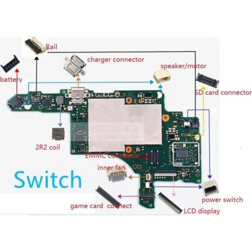 10pcs for Nintendo Switch motherboard PCB board repair charging port SD card slot socket rail flex connector for NS console
