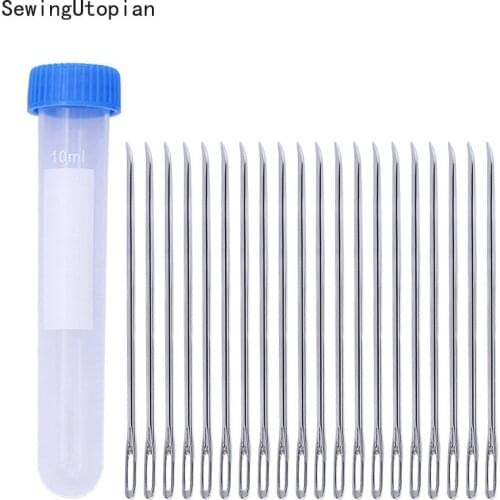 20PCS 75mm Stainless Steel Needles Leather Stitching Sewing Needle Hand Sewing Pin Special for Leathercraft with Needle Bottle