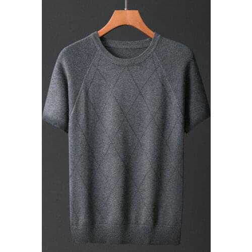 2021 New Men Summer Fashion Korean Style O-Neck T-shirt Tops Male Solid Color All-match Slim Plus Size 5xl Knitted Tees S76