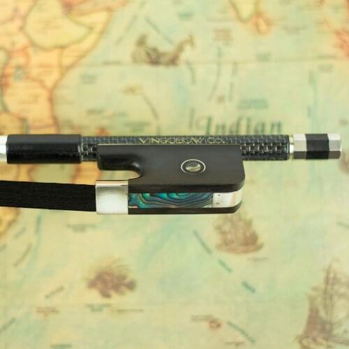 200BFB 3/4 French Style Carbon Fiber BASS BOW Ebony Frog Black Natural Black Horsehair Bass Parts Accessories