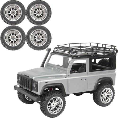 4 Pack Rubber Tyres with Wheel Rims for WPL B14 B24 C14 C44 1/16 Scale RC Off Road Crawlers