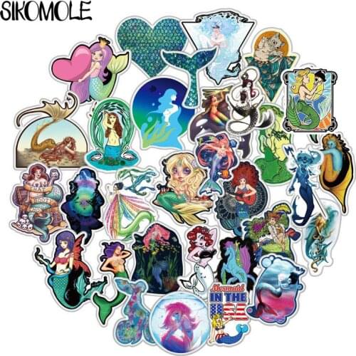 50 Pcs/pack Mermaid Cartoon Stickers For Refrigerator Skateboard Motorcycle Wardrobe Luggage Laptop Ocean Beauty Toys Sticker F3