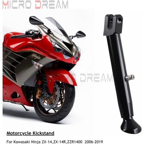 Adjustable CNC Motorcycle Foot Kickstand Black Kick Side Stand For Kawasaki Ninja ZX-14 ZX-14R ZZR1400 06-19 Motor Foot Bracket