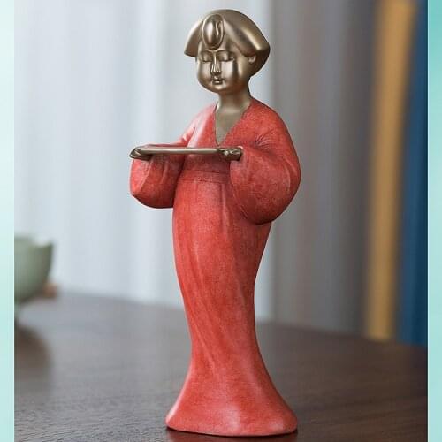 Asia CHINA Japan High grade decorative ART bronze carving Sculpture Museum Ancient Replica Royal Geisha girl SHI NV Statue