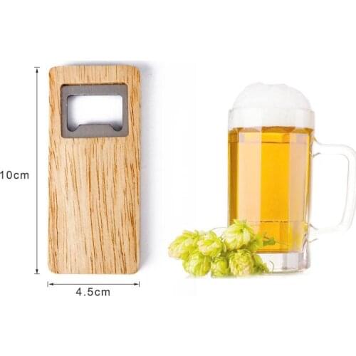 Free Shipping Beer Bottle Opener Wooden Handle Corkscrew Stainless Steel Square Openers Eco Friendly SN754