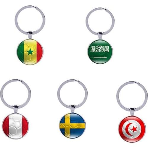 Sweden Saudi Arabia Peru Tunisia Senegal National Flags Car Keyring Keychain Auto Key Ring Chain Crystal Pendant
