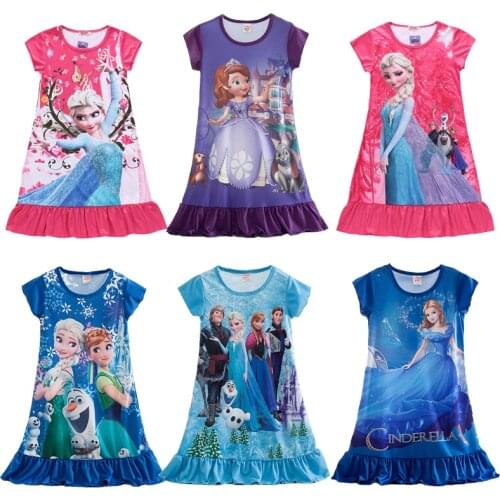 Kids Dresses for Girls Elsa Anna Sophia Princess Dress Girl Pink Dress Rapunzel Sleeping Beauty Nightdress Girls Pajamas 3-10y