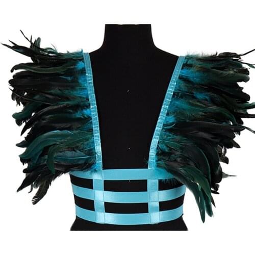 Harajuku Gothic Feather Handmade Erotic Lingerie Punk Rock Rave Costume Rave Costume Womens Belt For Stocking Womens Underwear