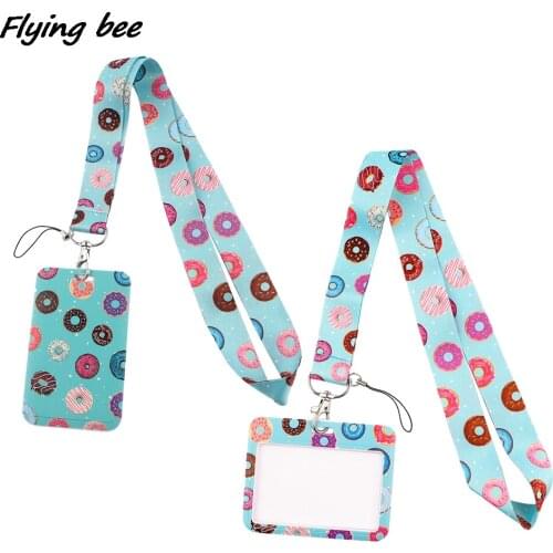 Flyingbee X1979 Fashion Sweets Donuts Creative Card Holder ID Holder Bus Card Holder Staff Card Lanyard For Keys Phone Hang Rope