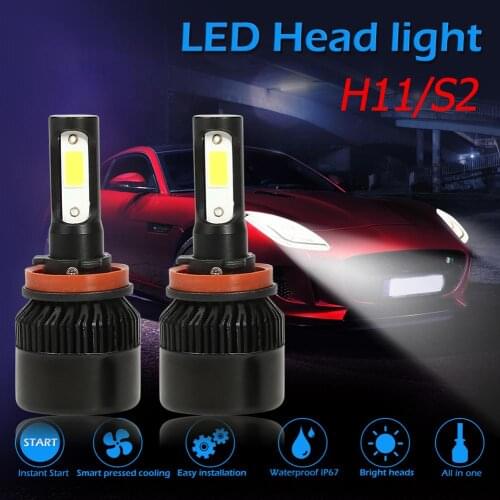 H1 / H11 / H7/ H4 Auto S2 LED Car Headlight Bulbs COB Headlamp 8000lm 6500k IP67 Auto LED Bulbs