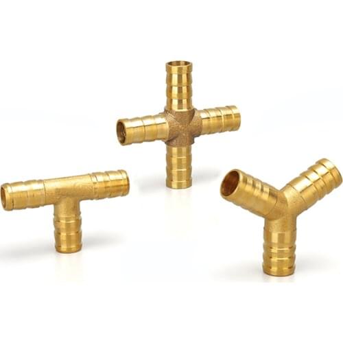 Brass pneumatic connector trachea water pipe fittings T-shaped Y-shaped three-way four-way 6/8/10/12MM hose pagoda connector