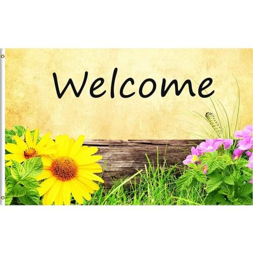 Summer Spring Flowers Grass and Green Leaves on The Wooden Wall 3x5 Foot Flag for Home House Outdoor Indoor Decor