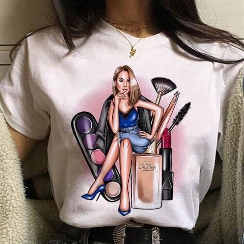 Vogue Girls Print T Shirt Women Graphic Watercolor Lips Summer 90s Fashion Clothes Lady Tees Tops Female Tshirt Womens T-Shirt