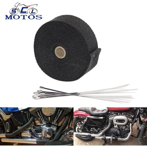 Sclmotos-5 10 15M Black Color Moto Exhaust Pipe Header Heat Wrap Resistant Exhaust Downpipe Thermo Turbo Wrap for Car Motorcycle