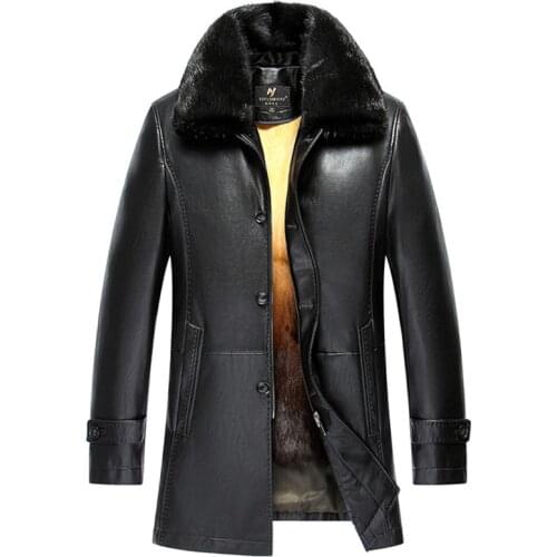 2020 New Mens Jacket Coat Keep Warm Winter Thick Rex Rabbit Fur Leather Garment Casual Leather Jacket Leather Men Size 4XL