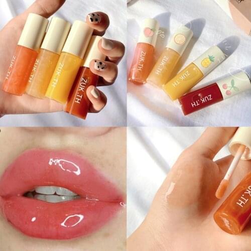 Natural Fruit Moisturizer Lip Gloss Crystal Jelly Lip Gloss Liquid Lipstick Vitamin E Lip Plump Oil Anti-Cracking Lip Oil
