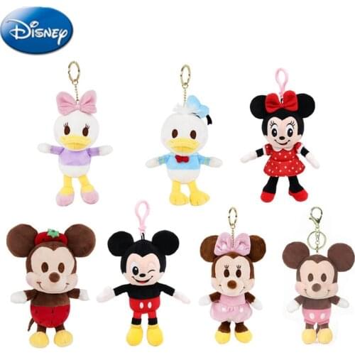 Genuine 7 Styles Disney 15Cm Kawaii Mickey Minnie Daisy Anime Plush Doll Keychain Pendant Action figure Model Toy Kids Gifts