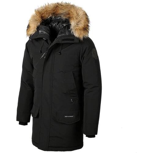 Winter Parkas Jackets Men Long Fur Collar Hooded Zipper Windbreakers Solid Windproof Casual Coat Warm Thick Jacket Parka Men