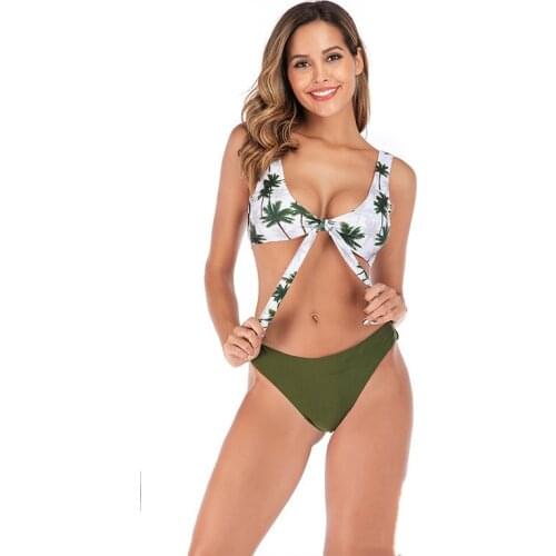 Sexy Low Waist Bikini Set 2021 New Print Swimsuit Double-sided Swim Bathing Suit Women Bow Swimwear Female Beachwear Monokini