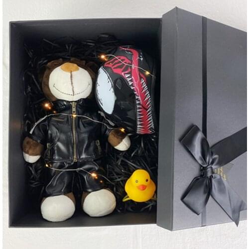 Boyfriend Gift Doll Helmet Bear Locomotive Decoration Rally Racing Machine Repair Motorcycle Travel Tail Box Handsome and Cool