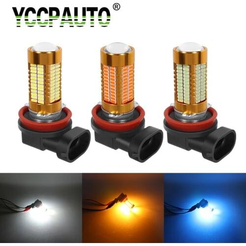 YCCPAUTO 2Pcs H8 H11 LED White Yellow Bulbs HB4 9006 HB3 9005 Fog Lights 4014 106 SMD Car Driving Fog Lamp DRL Amber 12V-24V