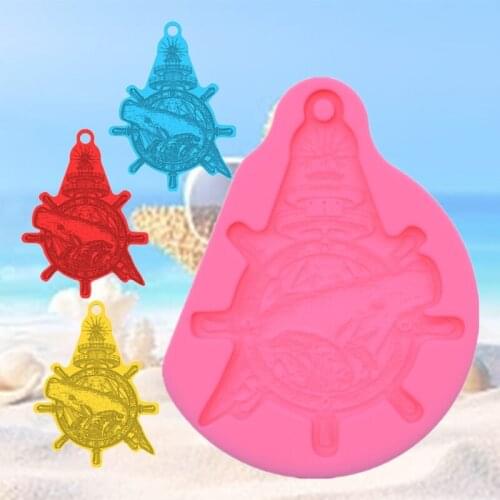 R58E DIY Ocean Theme Whale Keychain Epoxy Resin Mold Necklace Pendant Silicone Mould