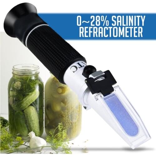 Salinity Refractometer 0-28% ATC, Sodium Chloride (NaCl) Salt Level Meter Tester, Test Kit for Sea Water Brine Seawater